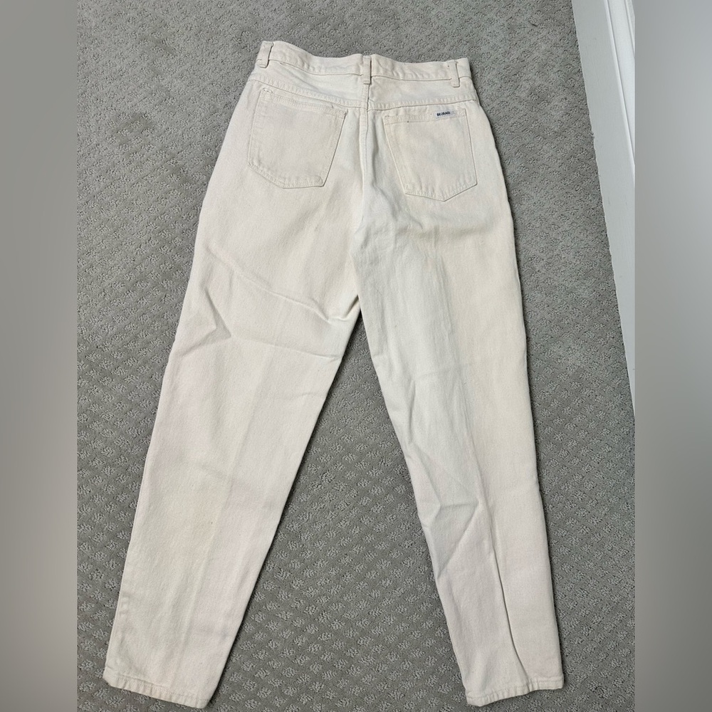 Sz 10 Bill Blass vintage 90s cream high waist jeans zipper fly